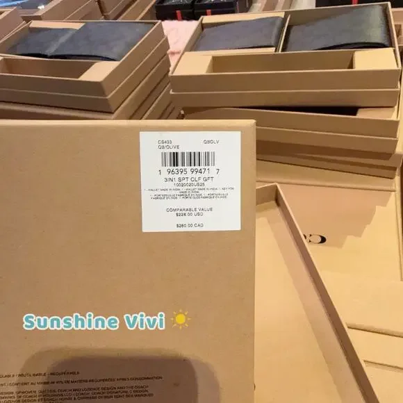 NWT Coach Boxed 3 In 1 Bifold Wallet Set With Key Fob Leather CS433 Olive - Picture 5 of 6